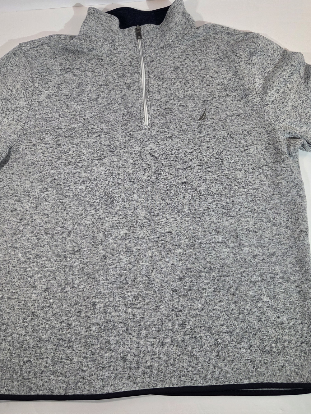 Nautica Men's XXL Quarter Zip Fleece Pullover Sweater Heather Gray Mock Neck 2XL